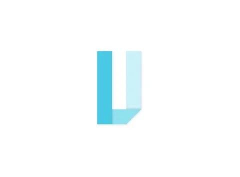 V letter, vector logo, paper cut desing font made of blue color tones .Isolat Stock Illustration