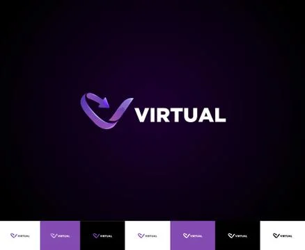 V Letter Virtual Internet Logo Illustrazione stock