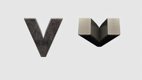 V Letters 3D Animation Font, 2 Version, Alpha Channel Stock Footage 238028794