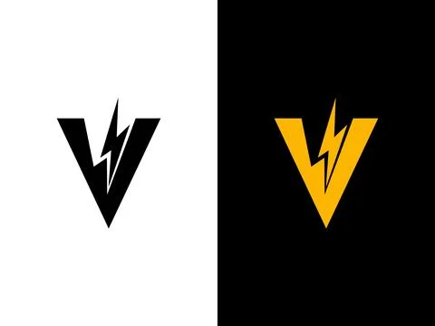 V logo energy vector for identity company. initial letter volt logo template Stock Illustration