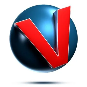 V logo isolated on white background illustration 3D rendering with clipping p Stock Illustration