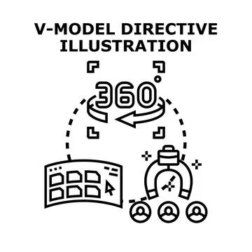 V model directive concept illustration for software development 스톡 일러스트