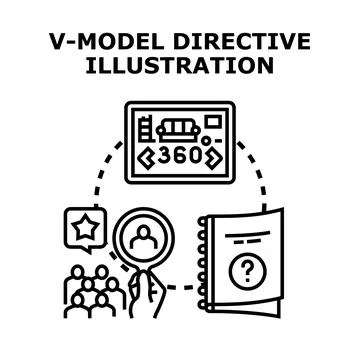 V model directive illustrating user feedback and development cycle Stock Illustration