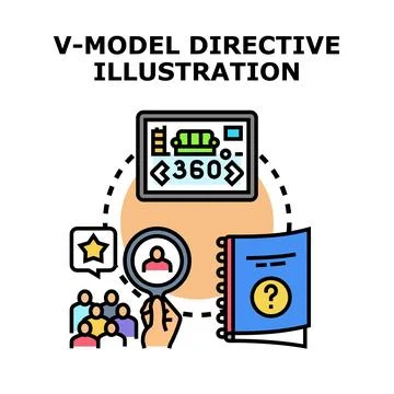 V model directive illustrating user feedback and development cycle Stock Illustration