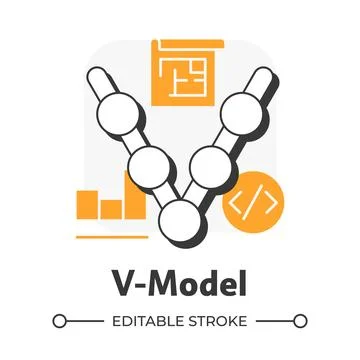 V-model flat outline concept icon 库存插图