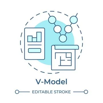 V-model soft blue concept icon Stock Illustration