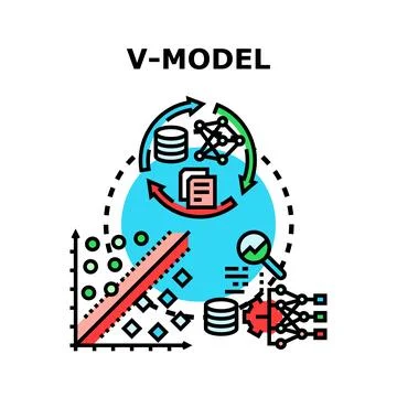 V model software development lifecycle process diagram Illustrazione stock