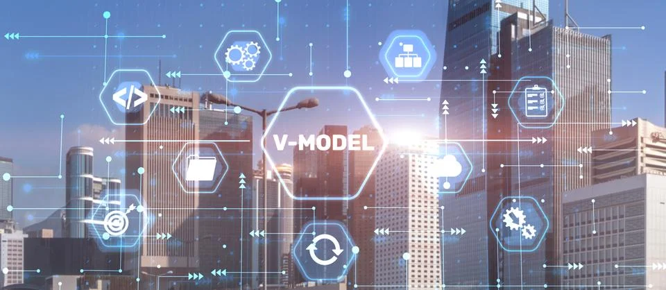 V-Model. VEE. Information systems development model 写真素材