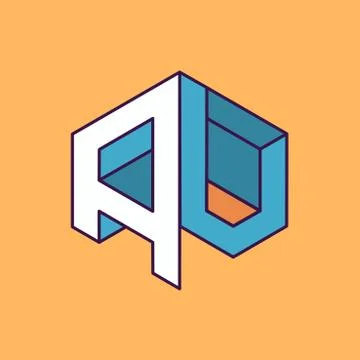 A V  monogram lettering with perspective geometric concept Stock Illustration