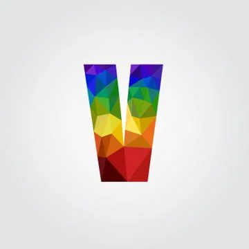 V Polygon alphabet colorful font style. Vector illustration Stock Illustration