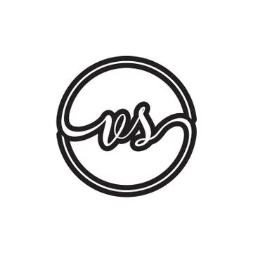 V S circle line script letter logo design vector Illustrazione stock