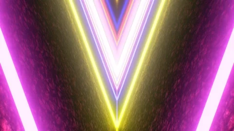 V Shaped Neon Angled Line Tubes Endless 3D Colorful Tunnel Glowing Stock Footage 278651603