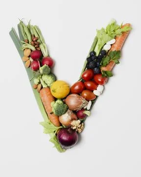V shaped vegetable arrangement Stock Photos