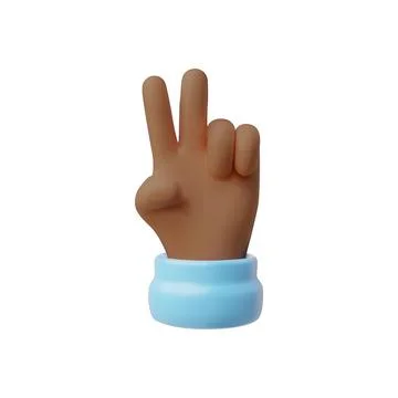 V sign hand gesture 3D vector icon, sign of victory peace, cartoon two fingers Stock Illustration