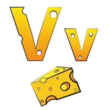 V, swiss vector Alphabet made of Cheese Stock Illustration