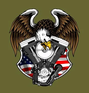 V-twin and eagle vector template (1) Stock Illustration