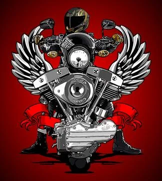 V-twin biker background vector template Stock Illustration