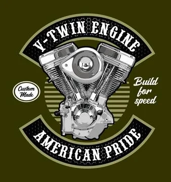 V-twin engine evolution vector template Stock Illustration