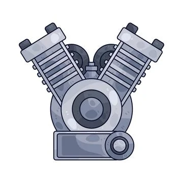 V-twin engine illustration Ilustração Stock