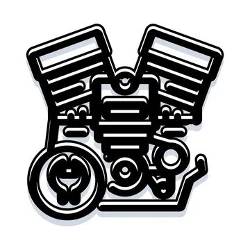 V twin engine outline representing power and engineering Illustrazione stock