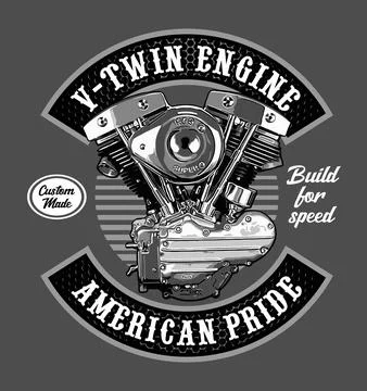 V-twin engine shovelhead vector template Stock Illustration