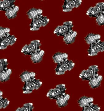 V twin pattern on black background Stock Illustration