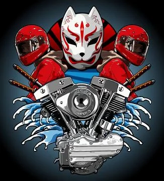 V-twin in red biker jacket vector Stock Illustration