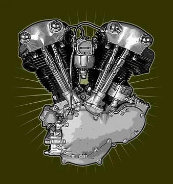 V-twin shovelhead vector template Stock Illustration