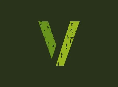 V vector letter made of grungy, grunge texture. Rubber stamp imprint style. F Stock Illustration