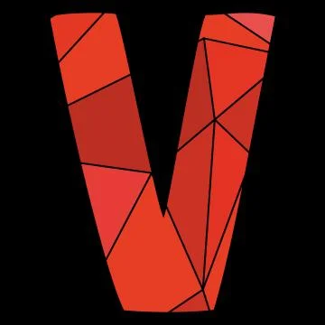 V vector red alphabet letter isolated on black background Stock Illustration