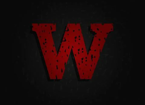 V vector red letter made of grunge texture. Insane Fear brutal font. Wicked n Illustrazione stock