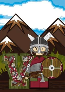 V is for Viking Alphabet Learning Illustration Stock-Illustration