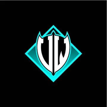 V W letter shield with square protection logo as a sweetener Stock Illustration