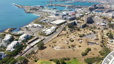 V&amp;A Waterfront Fly Over - Cape Town Stock Footage 127890919