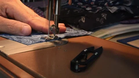 V00003 Sewing Vintage Maching Slow Motion Stock Footage 280147560