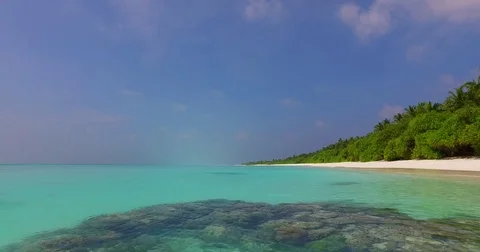 V01830 Maldives beautiful beach background white sandy tropical paradise island Stock Footage