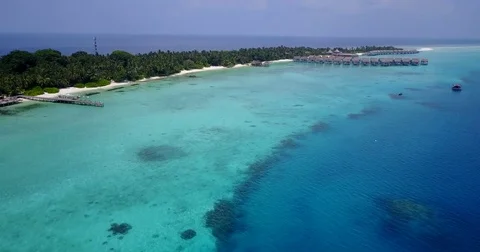 V04207 Aerial flying drone view of Maldives white sandy beach on sunny tropical Stock Footage