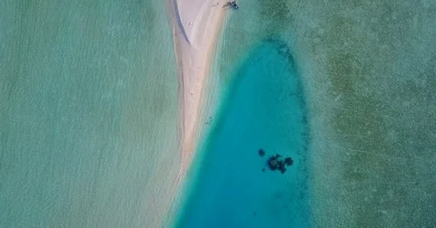 V04257 Aerial flying drone view of Maldives white sandy beach on sunny tropical Stock Footage