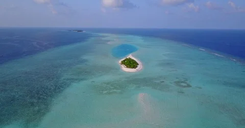 V04305 Aerial flying drone view of Maldives white sandy beach on sunny tropical Stock Footage