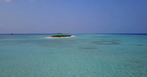 V04409 Aerial flying drone view of Maldives white sandy beach on sunny tropical Stock Footage