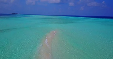 V04410 Aerial flying drone view of Maldives white sandy beach on sunny tropical Stock Footage