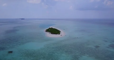 V04511 Aerial flying drone view of Maldives white sandy beach on sunny tropical Stock Footage