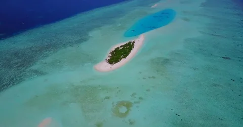 V04756 Aerial flying drone view of Maldives white sandy beach on sunny tropical Stock Footage