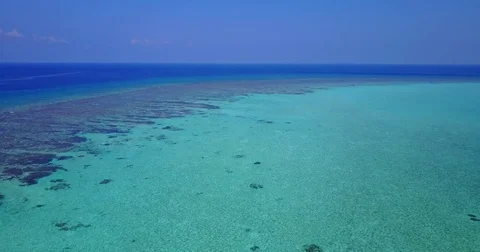 V04975 Aerial flying drone view of Maldives white sandy beach on sunny tropical Stock Footage