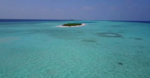 V05767 Aerial flying drone view of Maldives white sandy beach on sunny tropical Stock Footage