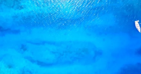 V06986 Aerial flying drone view of Maldives white sandy beach abstract waves Stock Footage