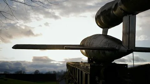 V1 Flying Bomb on launch installation. V-1 Stock Photos