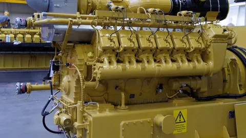 V12 gas engine for use in power generation and heat generation Vídeos de archivo 281423359
