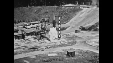 V2 rocket launch fails and explodes Stock Footage 103383345