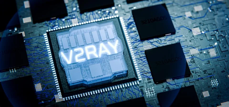 V2Ray tool is responsible for implementing network protocols and functions. Stock Illustration